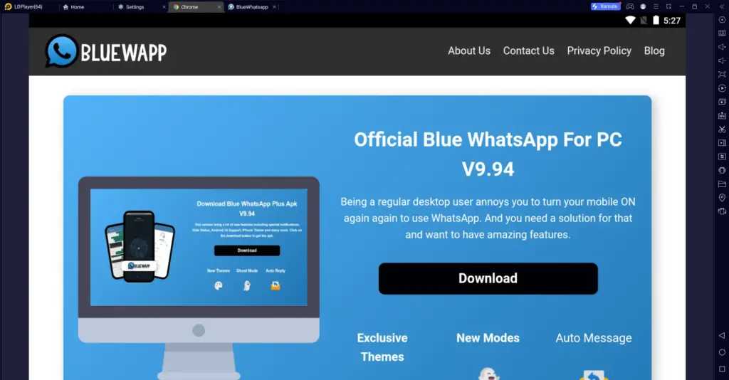 Blue WhatsApp for PC - Ldplayer 2