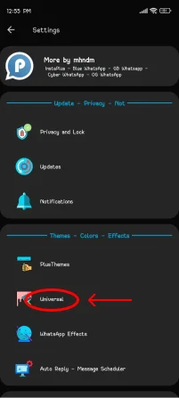 Blue WhatsApp Universal Settings - Step 3